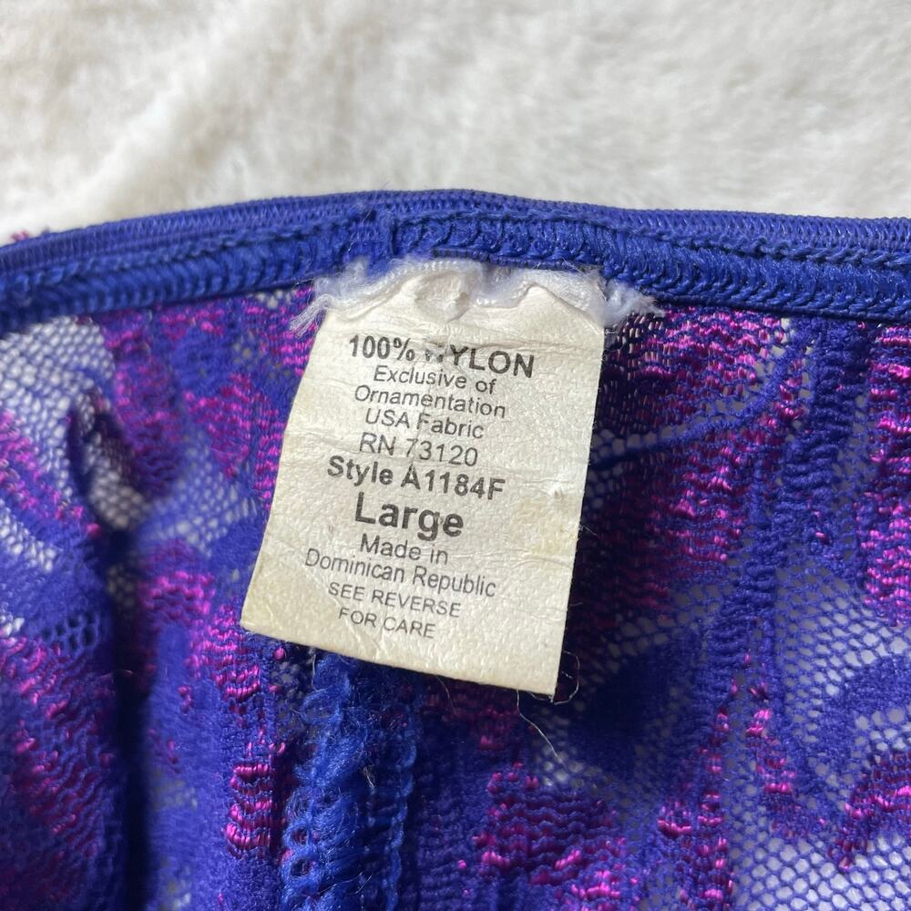 🔥Vintage Y2K Frederic Of Hollywood Purple Lace Babydoll Lace Up Coquette Dainty - Picture 13 of 16